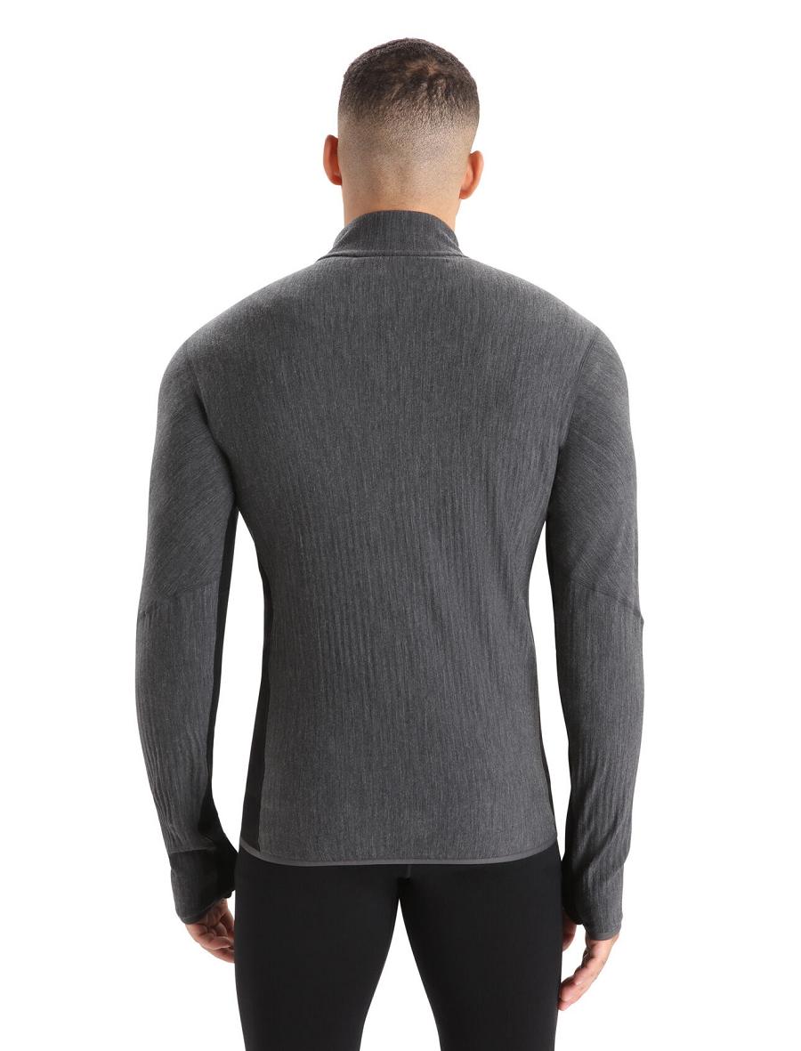 Icebreaker RealFleece™ Merino Descender Long Sleeve Zip Miesten Takki Mustat | FI 1243XYUF